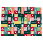 Grand Sac Cadeau Noël Joyeuses Fêtes Moderne Nom d'entreprise (Dos)