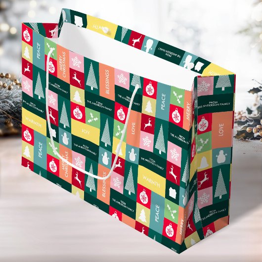 Grand Sac Cadeau Noël Joyeuses Fêtes Moderne Nom d'entreprise
