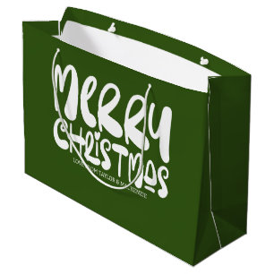 Grand Sac Cadeau Noël Joyeux et brillant type rétro Personnalisé