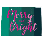 Grand Sac Cadeau Noël Joyeux et rose vert clair (Dos)