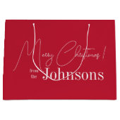 Grand Sac Cadeau Noël Joyeux Noël moderne Rouge (Devant)