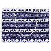 Grand Sac Cadeau Noël, le bleu et le blanc scandinave (Dos)