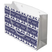 Grand Sac Cadeau Noël, le bleu et le blanc scandinave (Dos Angle)