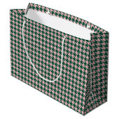 Grand Sac Cadeau Noël moderne Houndstooth Vert & Rose  (Dos Angle)