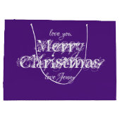 Grand Sac Cadeau Noël moderne Nom personnalisé Cool pourpre (Dos)