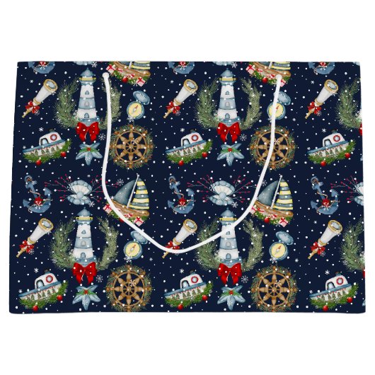 Grand Sac Cadeau Noël nautique (Devant)