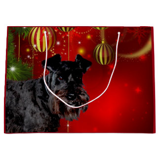 Grand Sac Cadeau Noël noir de Schnauzer
