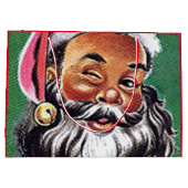 Grand Sac Cadeau Noël noir du Père Noël afro-américain (Dos)