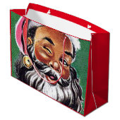 Grand Sac Cadeau Noël noir du Père Noël afro-américain (Dos Angle)