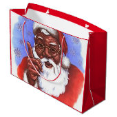 Grand Sac Cadeau Noël noir du père noël d'Afro-américain (Dos Angle)