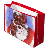 Grand Sac Cadeau Noël noir du père noël d'Afro-américain (Devant Angle)