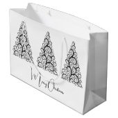 Grand Sac Cadeau Noël noir et blanc (Dos Angle)