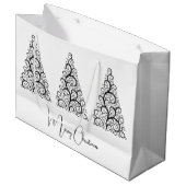 Grand Sac Cadeau Noël noir et blanc (Devant Angle)