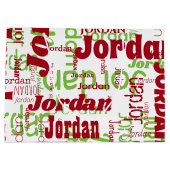 Grand Sac Cadeau Noël Nom personnalisé Motif Blanc Rouge Vert (Dos)