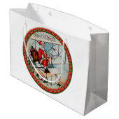 Grand Sac Cadeau Noël Père Noël avec un vieil avion (Dos Angle)