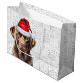 Grand Sac Cadeau Noël Père Noël Chocolat Labrador Chien vacances (Devant Angle)