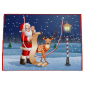 Grand Sac Cadeau Noël Père Noël Et Rennes (Devant)