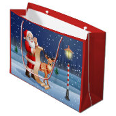 Grand Sac Cadeau Noël Père Noël Et Rennes (Devant Angle)