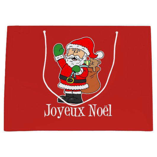 Grand Sac Cadeau Noël Père Noël Joyeux Noel (ON RED) (Devant)