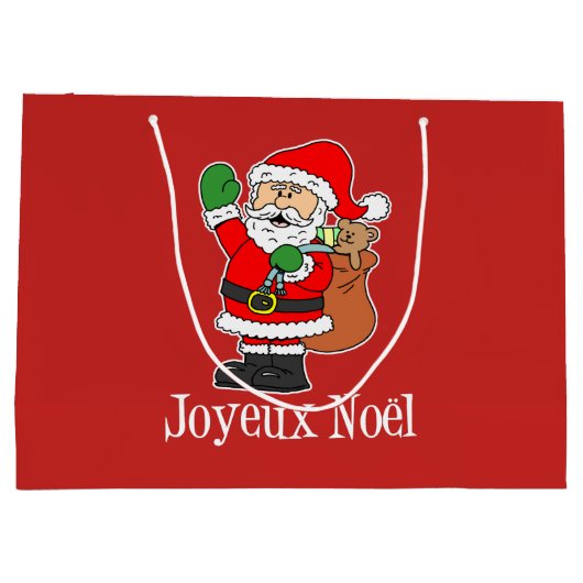 Grand Sac Cadeau Noël Père Noël Joyeux Noel (ON RED) (Dos)