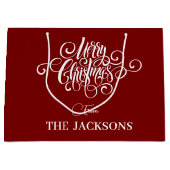 Grand Sac Cadeau Noël personnalisé simple et amusant (Devant)