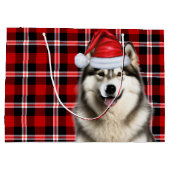 Grand Sac Cadeau Noël Plaid Alaskan Malamute Amoureux des chiens (Dos)