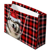 Grand Sac Cadeau Noël Plaid Alaskan Malamute Amoureux des chiens (Devant Angle)