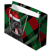 Grand Sac Cadeau Noël Plaid Black Russian Terrier Dog Fête (Devant Angle)