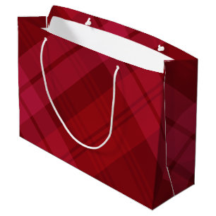 Grand Sac Cadeau Noël plaid joyeux rose vif et rouge vacances