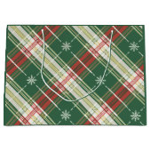 Grand Sac Cadeau Noël Plaid Or Blanc (Devant)