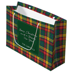 Grand Sac Cadeau Noël Plaid Vacances Buchanan Tartan