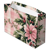 Grand Sac Cadeau Noël Poinsettie rose (Dos Angle)