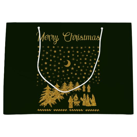 Grand Sac Cadeau Noël religieux, Naissance de Jésus (Devant)