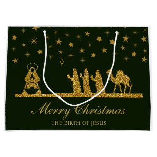 Grand Sac Cadeau Noël religieux, Naissance de Jésus, Trois Rois