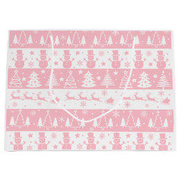 Grand Sac Cadeau Noël rose festif