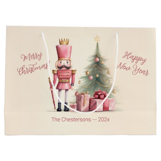 Grand Sac Cadeau Noël rose Nutcracker (Dos)