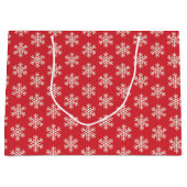 Grand Sac Cadeau Noël Rouge et blanc Snowflakes Patte de vacances (Devant)