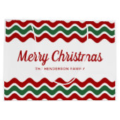 Grand Sac Cadeau Noël Rouge Et Vert Moderne (Dos)