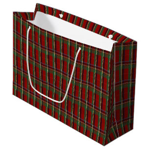 Grand sac cadeau Noël Rouge et Vert Plaid