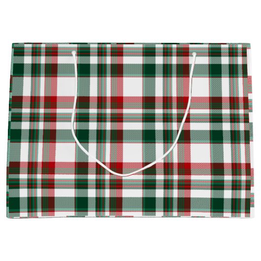 Grand Sac Cadeau Noël Rouge Et Vert Plat (Devant)