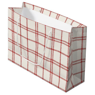 Grand Sac Cadeau Noël Rouge Plaid de Noël