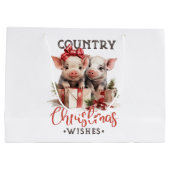 Grand Sac Cadeau Noël rustique Pays Souhaite Joli Cochon (Dos)