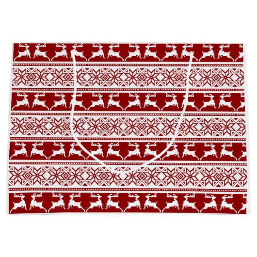 Grand Sac Cadeau Noël scandinave renne (Devant)