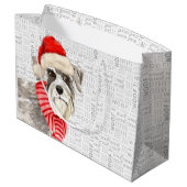 Grand Sac Cadeau Noël Schnauzer Chien Woof Words Holiday (Dos Angle)