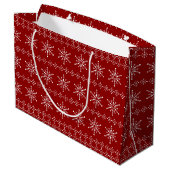 Grand Sac Cadeau Noël Snowflakes motif coutume arrière - plan (Dos Angle)