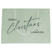 Grand Sac Cadeau Noël tendance moderne | Vert élégant (Devant)