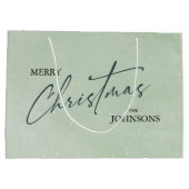 Grand Sac Cadeau Noël tendance moderne | Vert élégant (Dos)