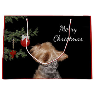 Grand Sac Cadeau Noël tenté de Yorkie