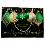 Grand Sac Cadeau Noël vert et or Baubles Noël (Dos)
