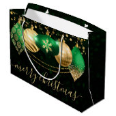 Grand Sac Cadeau Noël vert et or Baubles Noël (Dos Angle)